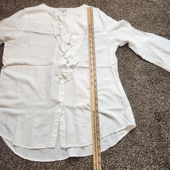 Sundance Boho Ruffle Front Button Down Blouse Size Medium - Picture 7 of 7